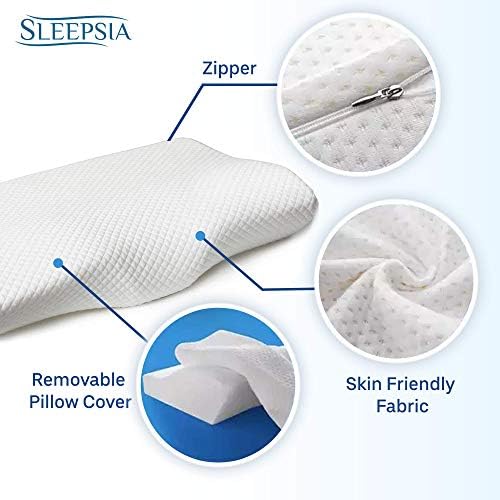 כרית קווי מתאר של SleepSia כרית אורטופדית- עם קצף זיכרון | כריות ישן בצד קווי המתאר לכאבי צוואר וכתפיים | כרית